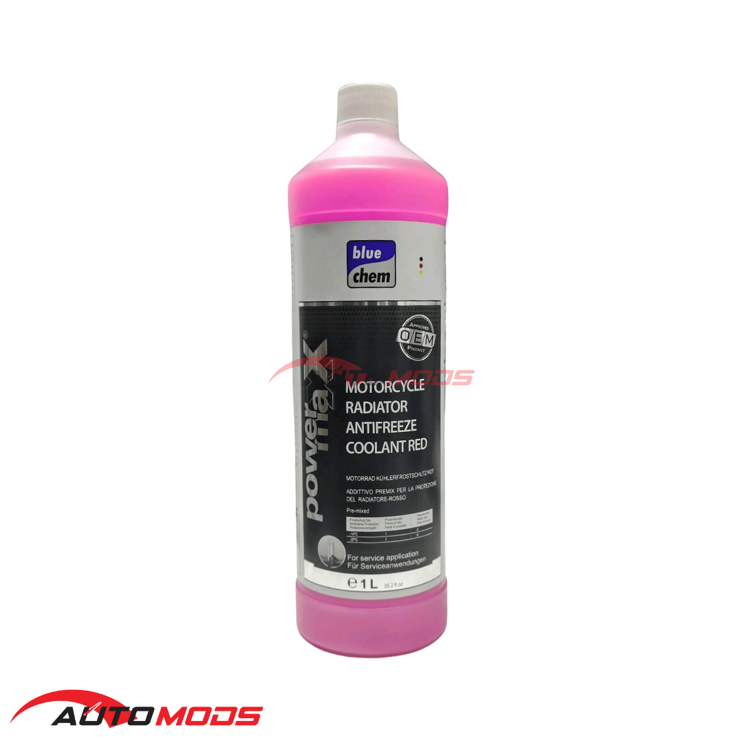 BLUE CHEM MOTORCYCLE RADIATOR ANTIFREEZE COOLANT RED 1L